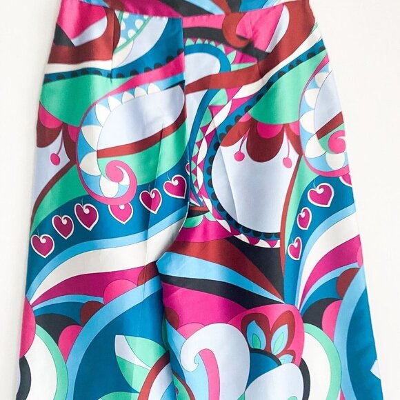 NWT Zara Colourful Psychedellic Print Wide Leg Cropped Satin  PAnts S - Picture 8 of 8